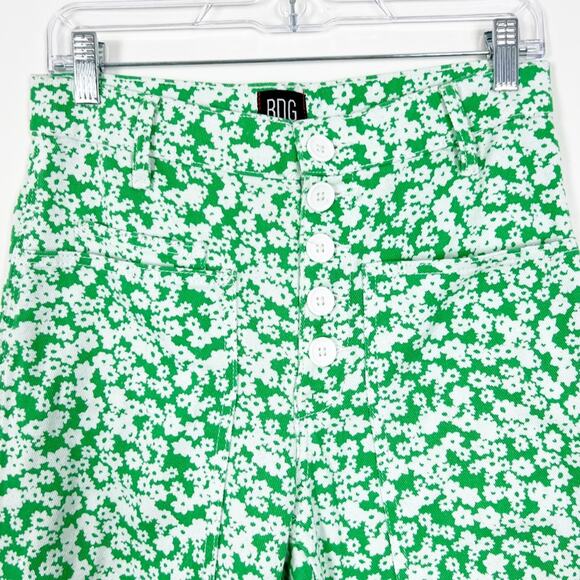 Urban Outfitters BDG Floral Straight Leg Jeans Green Size 26 - Picture 3 of 5